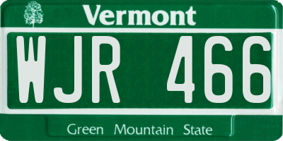 VT license plate WJR466