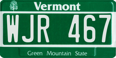 VT license plate WJR467