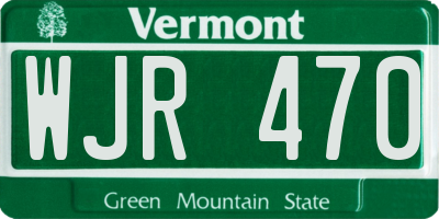 VT license plate WJR470