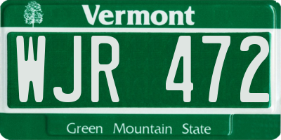 VT license plate WJR472