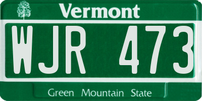 VT license plate WJR473