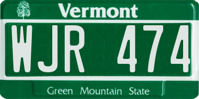VT license plate WJR474