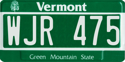 VT license plate WJR475
