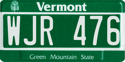 VT license plate WJR476