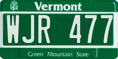 VT license plate WJR477