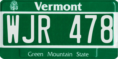 VT license plate WJR478