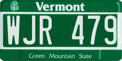 VT license plate WJR479