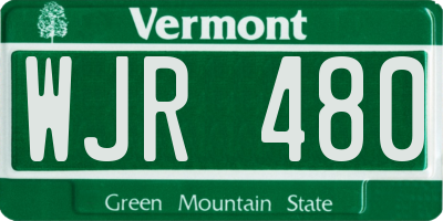 VT license plate WJR480