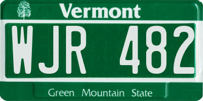 VT license plate WJR482