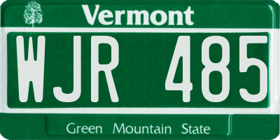 VT license plate WJR485