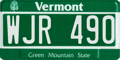 VT license plate WJR490