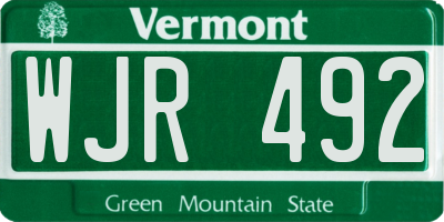 VT license plate WJR492