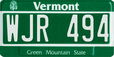 VT license plate WJR494