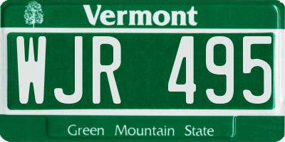 VT license plate WJR495