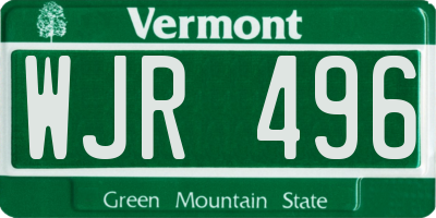 VT license plate WJR496