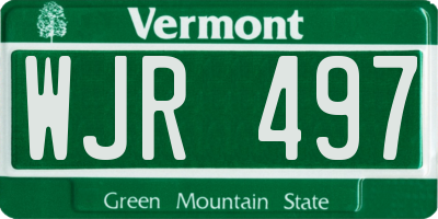 VT license plate WJR497