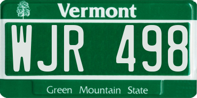 VT license plate WJR498