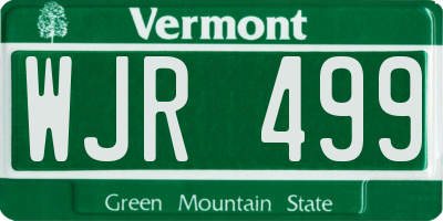 VT license plate WJR499
