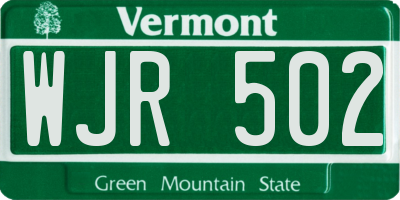 VT license plate WJR502