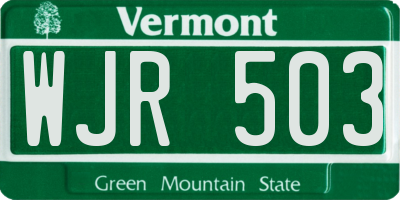 VT license plate WJR503