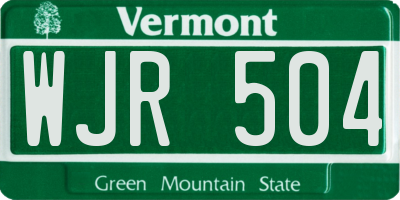 VT license plate WJR504