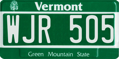 VT license plate WJR505