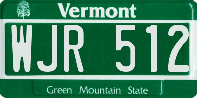 VT license plate WJR512