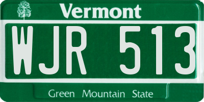 VT license plate WJR513