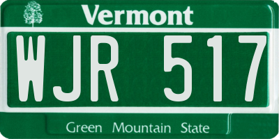 VT license plate WJR517