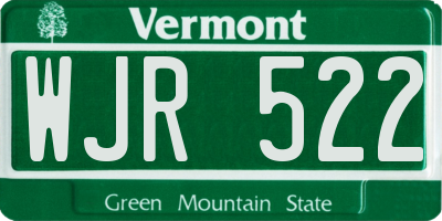 VT license plate WJR522