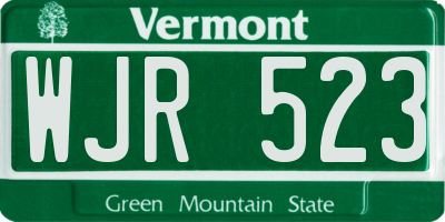 VT license plate WJR523
