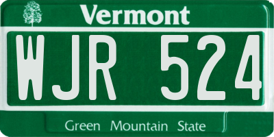 VT license plate WJR524