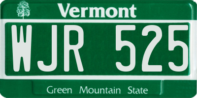 VT license plate WJR525