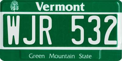 VT license plate WJR532