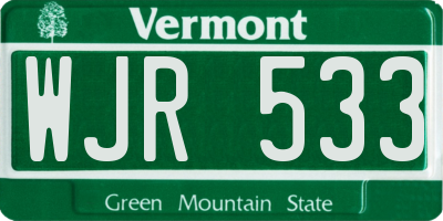 VT license plate WJR533