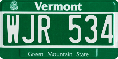 VT license plate WJR534