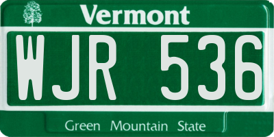 VT license plate WJR536
