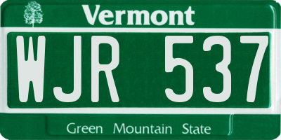 VT license plate WJR537