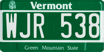 VT license plate WJR538