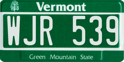 VT license plate WJR539