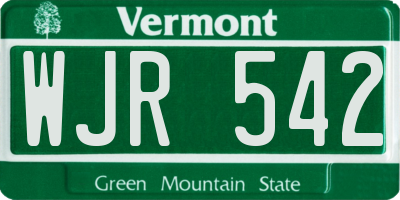 VT license plate WJR542
