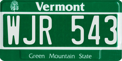 VT license plate WJR543