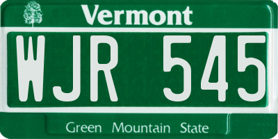 VT license plate WJR545