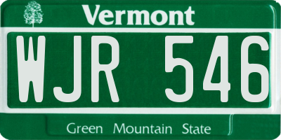VT license plate WJR546