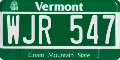 VT license plate WJR547
