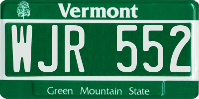 VT license plate WJR552