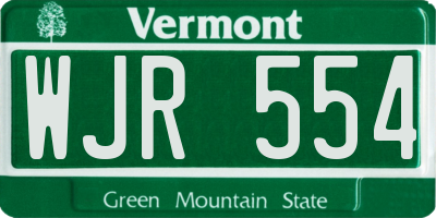 VT license plate WJR554