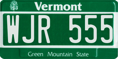 VT license plate WJR555