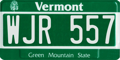 VT license plate WJR557