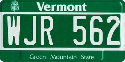 VT license plate WJR562